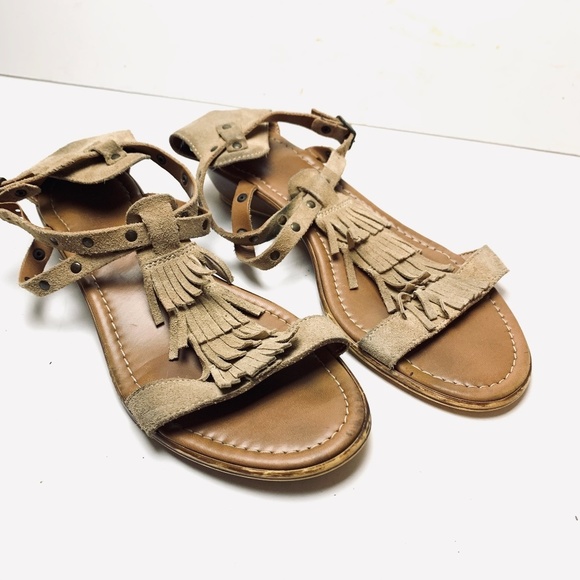 CRISTINA FRANCINI Gladiator Fringe Suede Sandals 8 - Picture 1 of 12